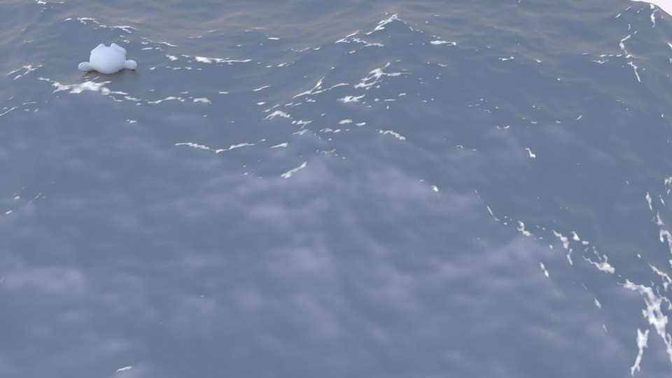 Waving Ocean with foam and floating monkey base preview image 1